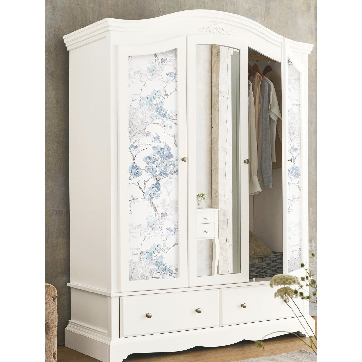 Spring Cherry Blossoms Peel and Stick Wallpaper in a room setting
