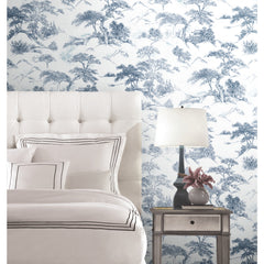 Oriental Toile Peel and Stick Wallpaper in a room setting