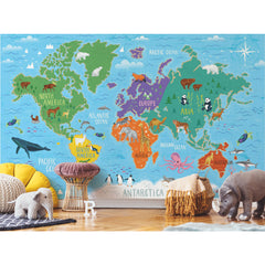 Pink Light Designs World Map Peel & Stick Wall Murals