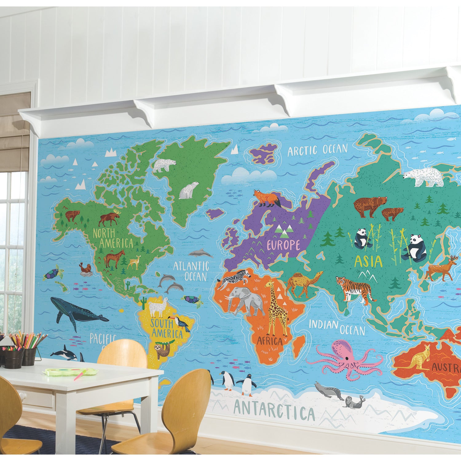 Pink Light Designs World Map Peel & Stick Wall Murals