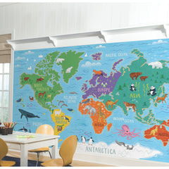 Pink Light Designs World Map Peel & Stick Wall Murals