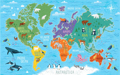 Pink Light Designs World Map Peel & Stick Wall Murals