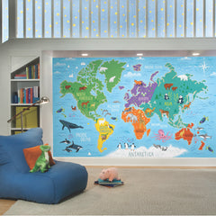 Pink Light Designs World Map Peel & Stick Wall Murals
