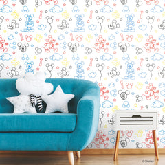 Mickey Mouse Line Art Wall Decals in a room setting