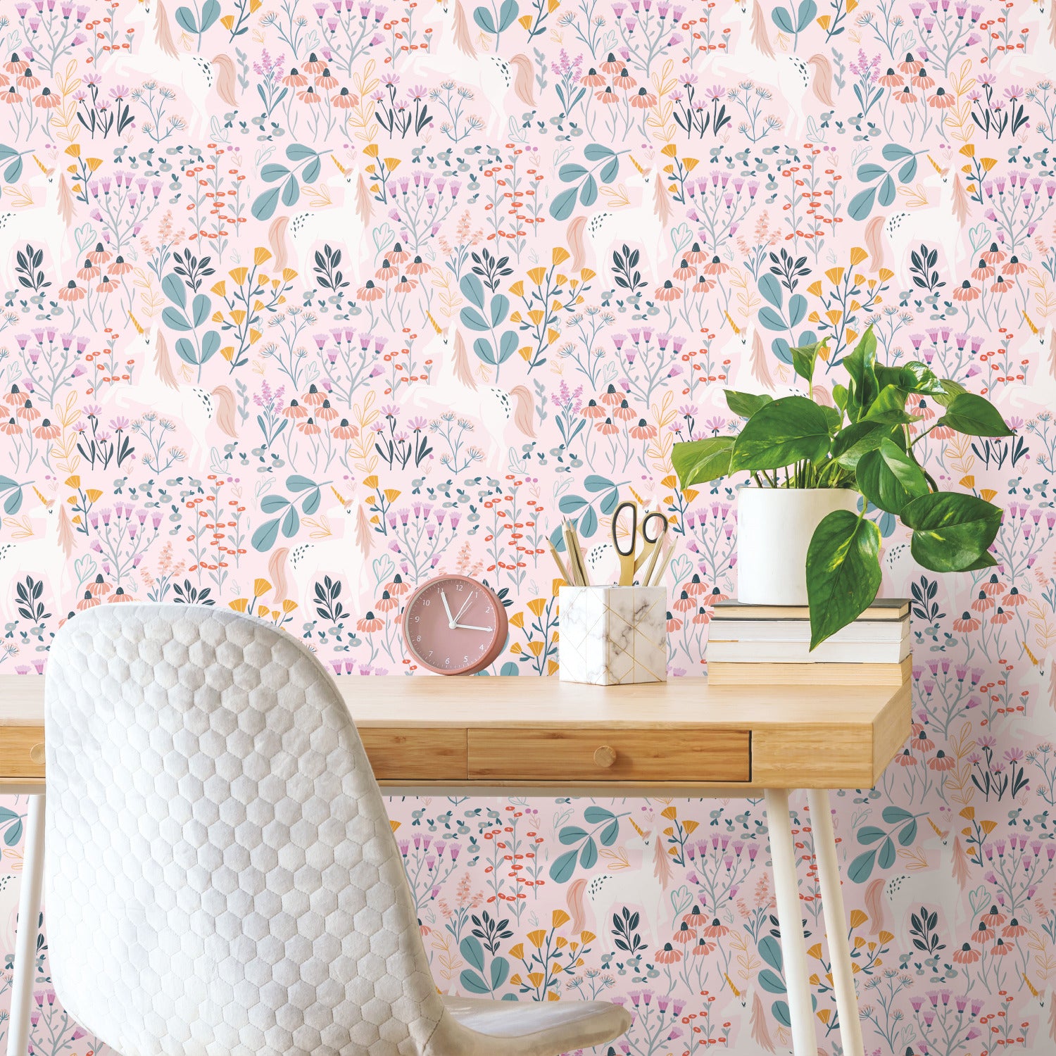Clara Jean Peel and Stick Wallpaper in a room setting