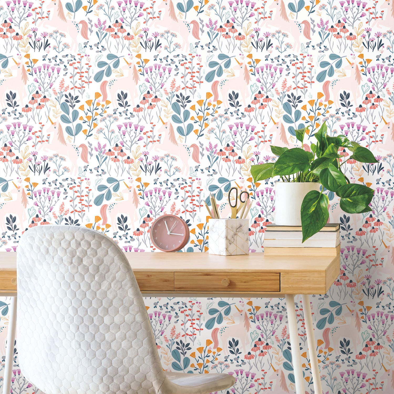 Clara Jean Peel and Stick Wallpaper in a room setting