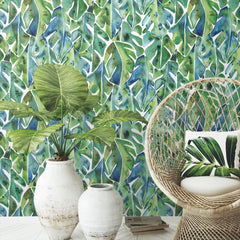Cat Coquillette Philodendron Peel and Stick Wallpaper in a room setting