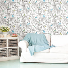 Butterfly Sketch Peel and Stick Wallpaper in a room setting