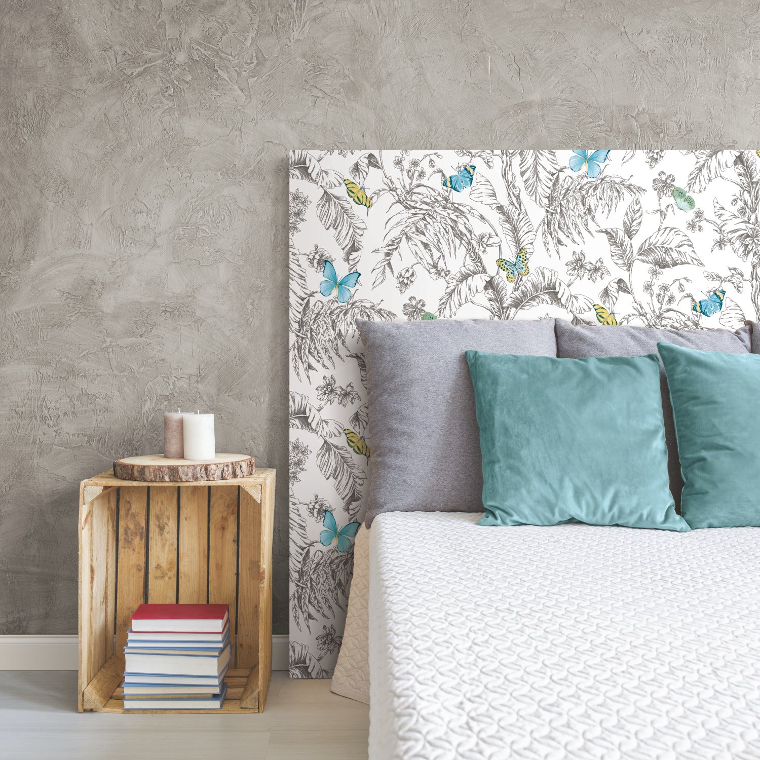 Butterfly Sketch Peel and Stick Wallpaper in a room setting