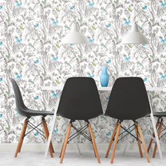 Butterfly Sketch Peel and Stick Wallpaper in a room setting