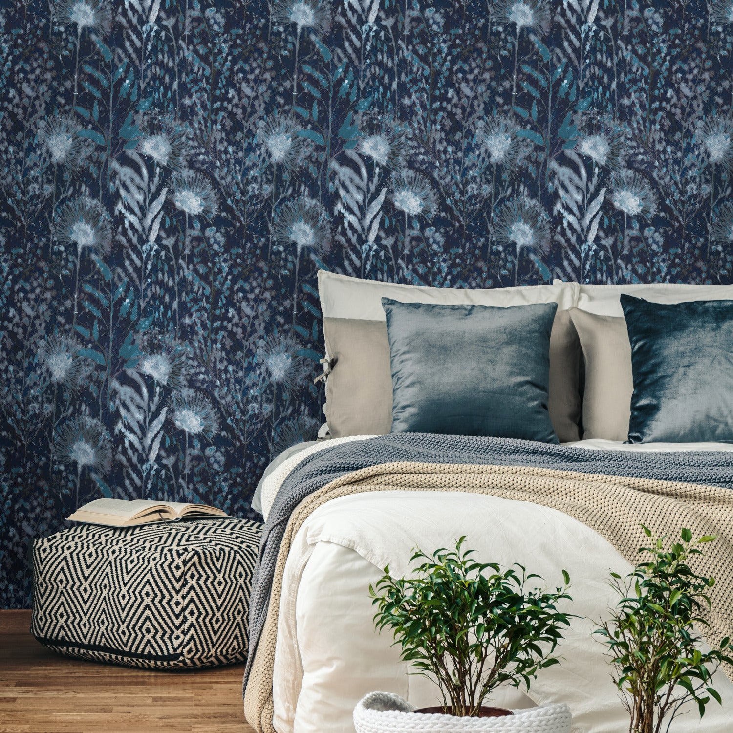 Dandelion P&S Wallpaper in a room setting