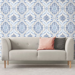 Bohemian Damask P&S Wallpaper in a room setting