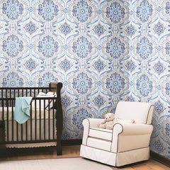 Bohemian Damask P&S Wallpaper in a room setting