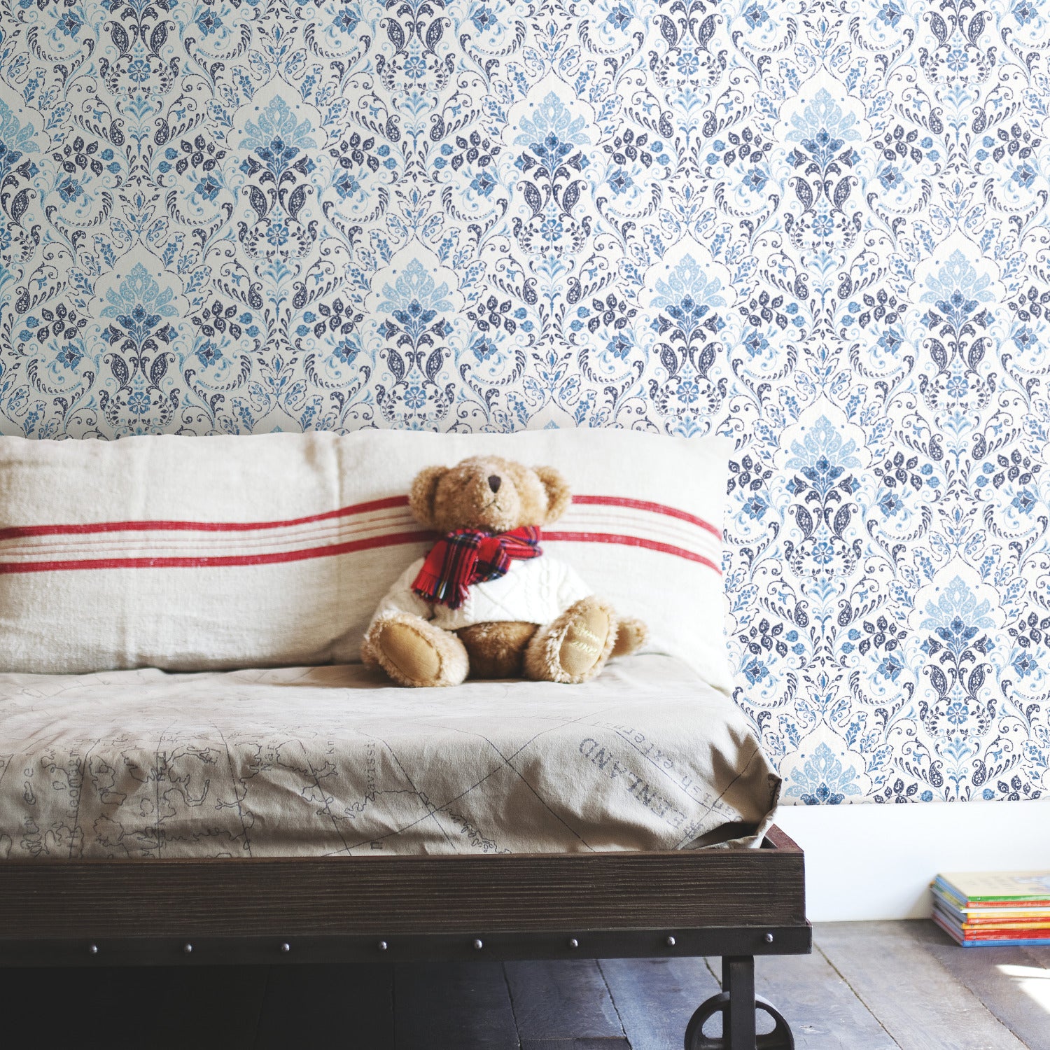 Persian Damask Peel and Stick Wallpaper in a room setting