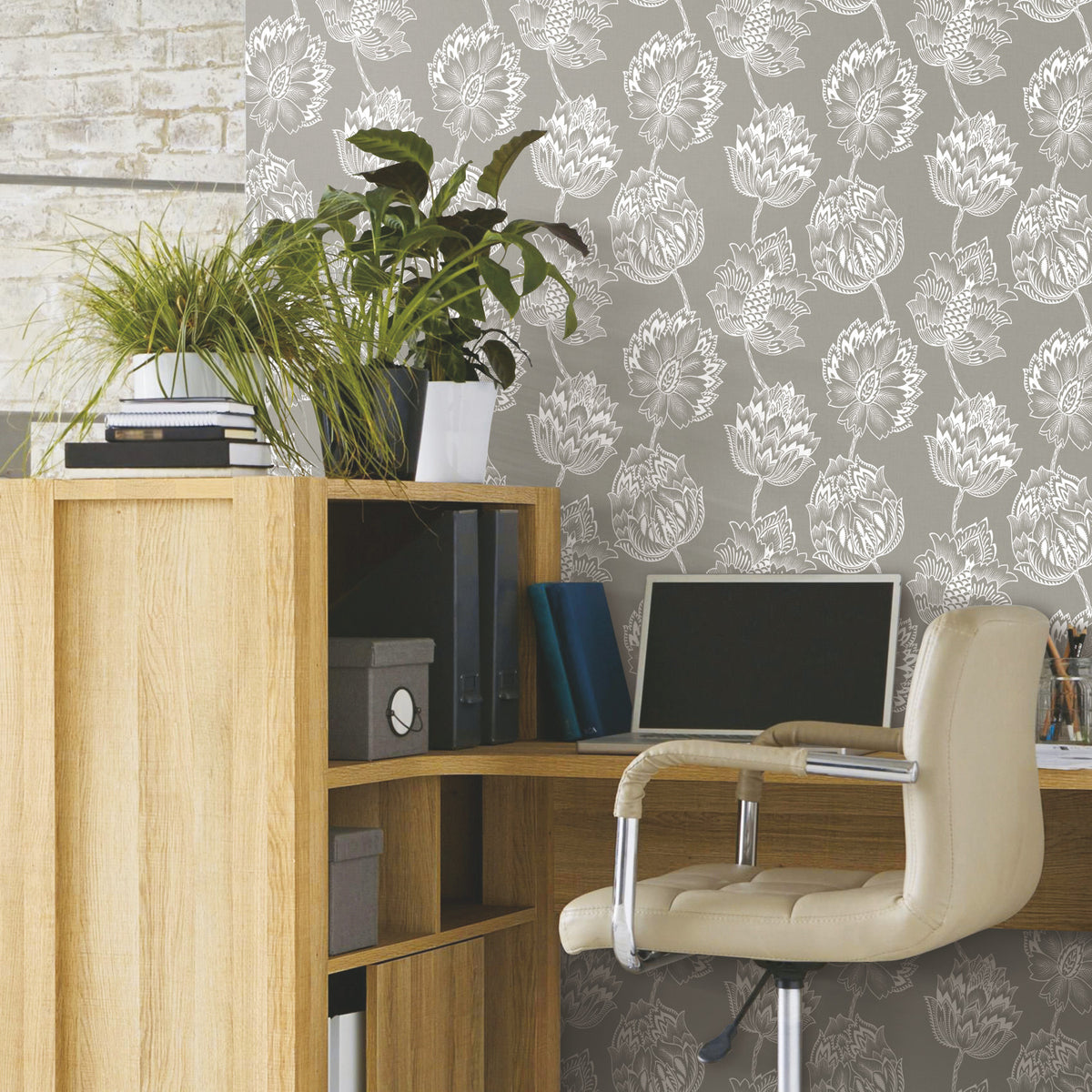 Batik Jacobean P&S Wallpaper in a room setting