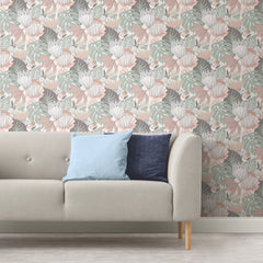 Retro Tropical Leaves Peel and Stick Wallpaper in a room setting