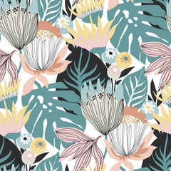 Retro Tropical Leaves Peel and Stick Wallpaper by WallPops