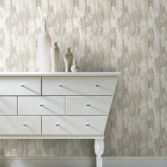 Wood Hexagon Tile P&S Wallpaper in a room setting
