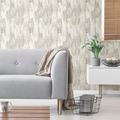 Wood Hexagon Tile P&S Wallpaper in a room setting