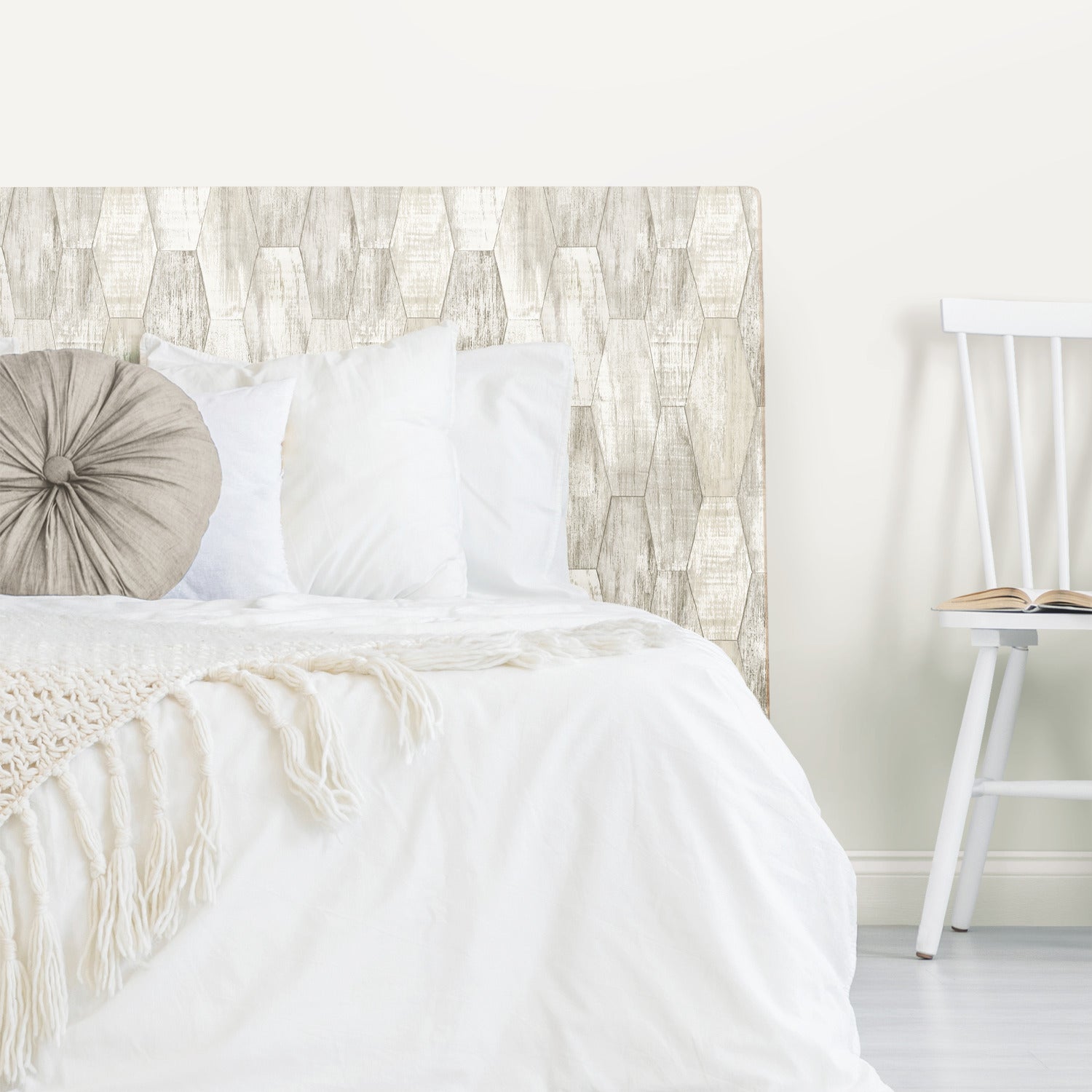 Wood Hexagon Tile P&S Wallpaper in a room setting
