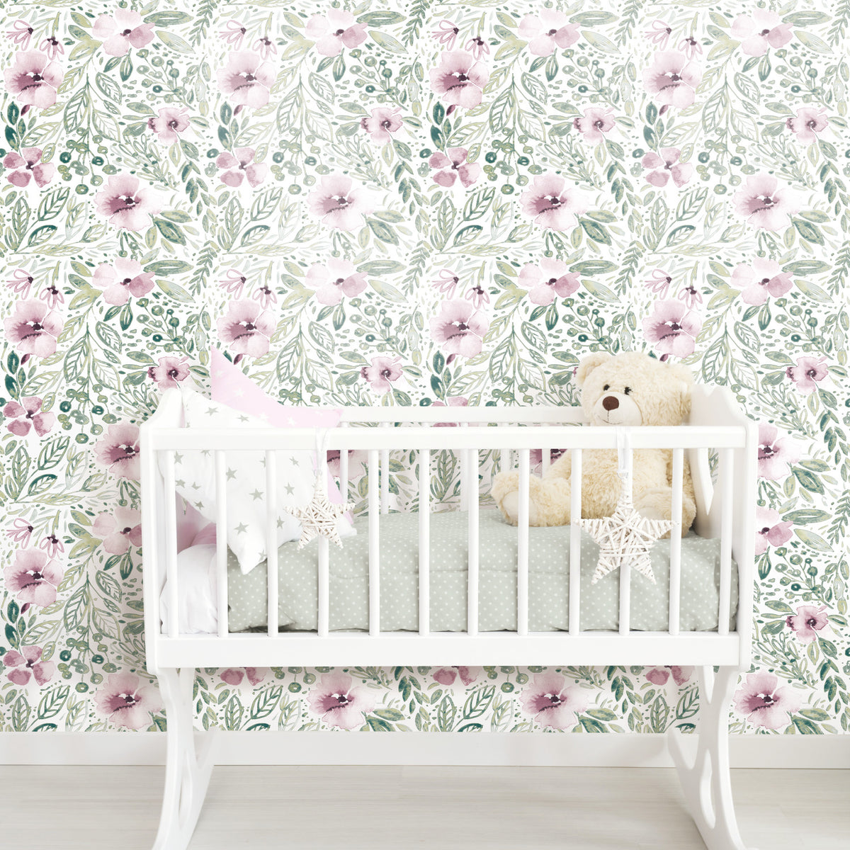 Clara Jean April Showers P&S Wallpaper in a room setting