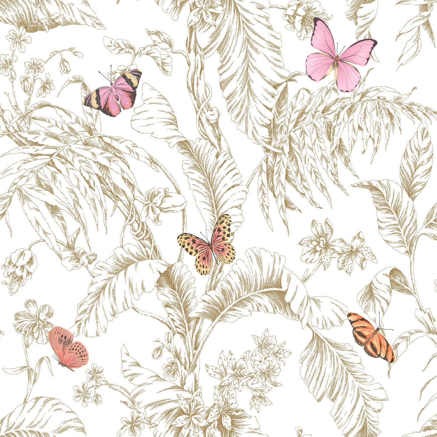 Butterfly Sketch Peel and Stick Wallpaper by WallPops