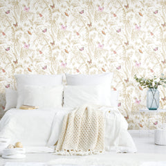 Butterfly Sketch Peel and Stick Wallpaper in a room setting