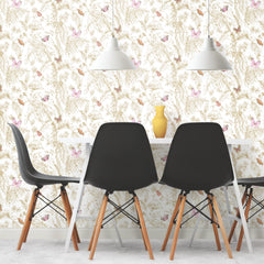 Butterfly Sketch Peel and Stick Wallpaper in a room setting