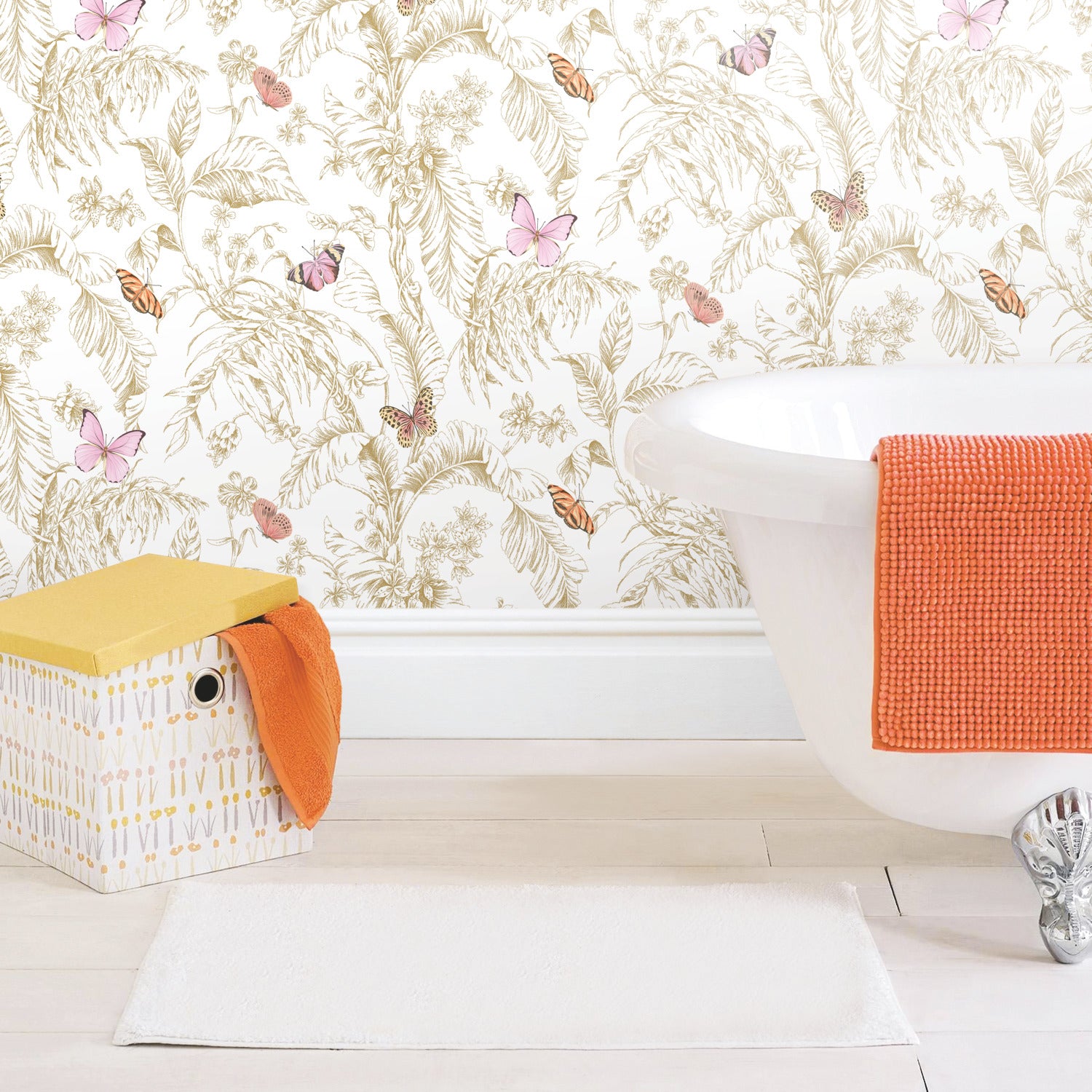 Butterfly Sketch Peel and Stick Wallpaper in a room setting