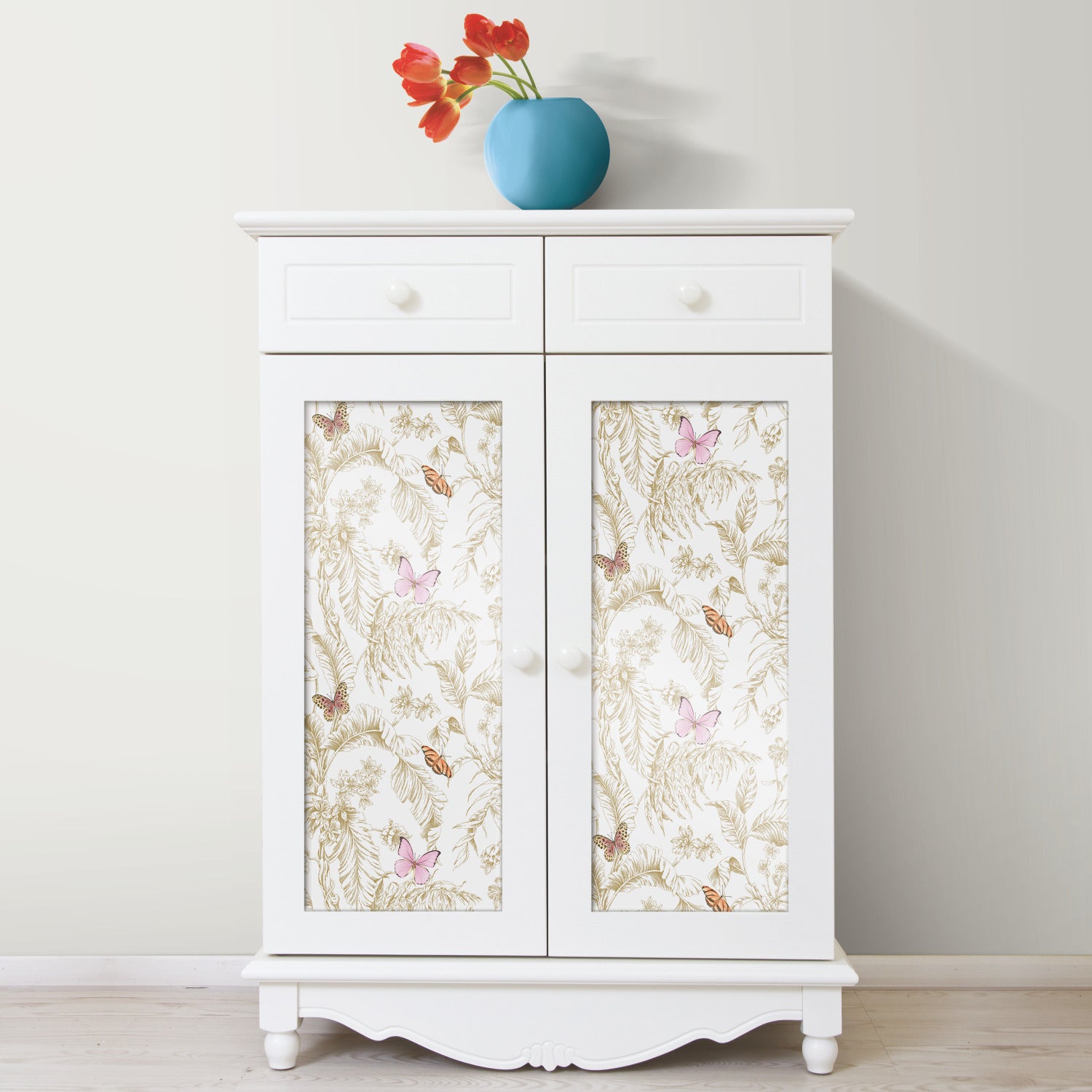 Butterfly Sketch Peel and Stick Wallpaper in a room setting