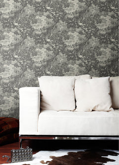 Jungle Toile Peel and Stick Wallpaper in a room setting