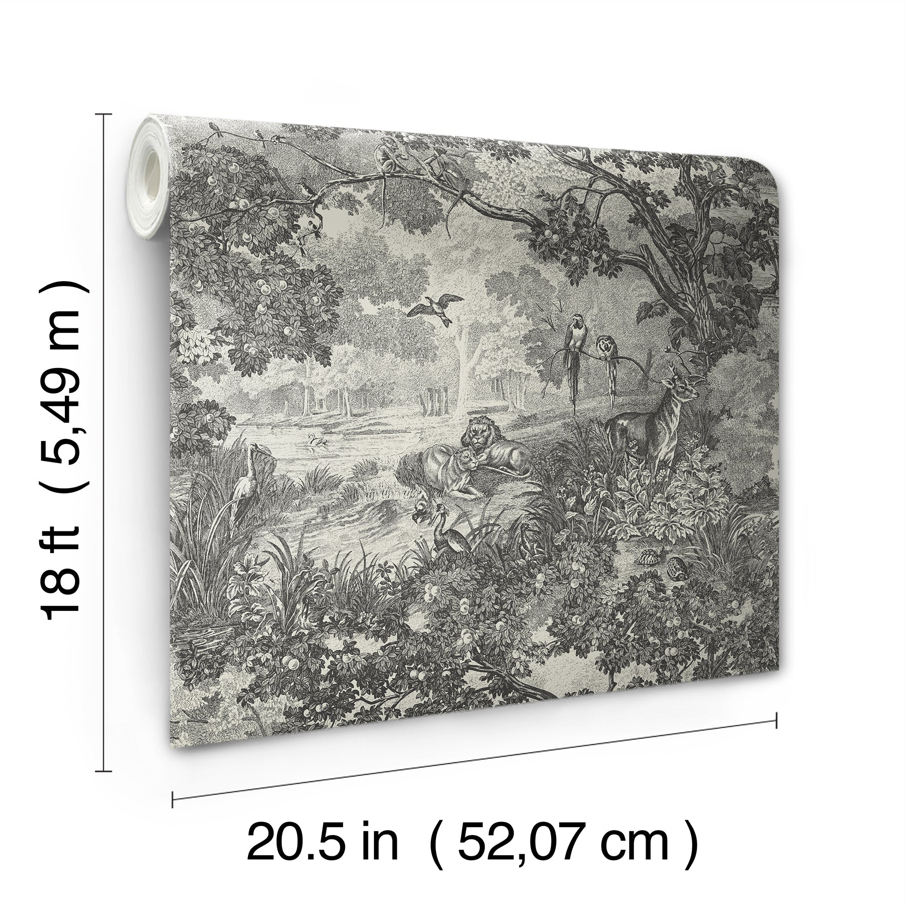 Jungle Toile Peel and Stick Wallpaper - dimensions