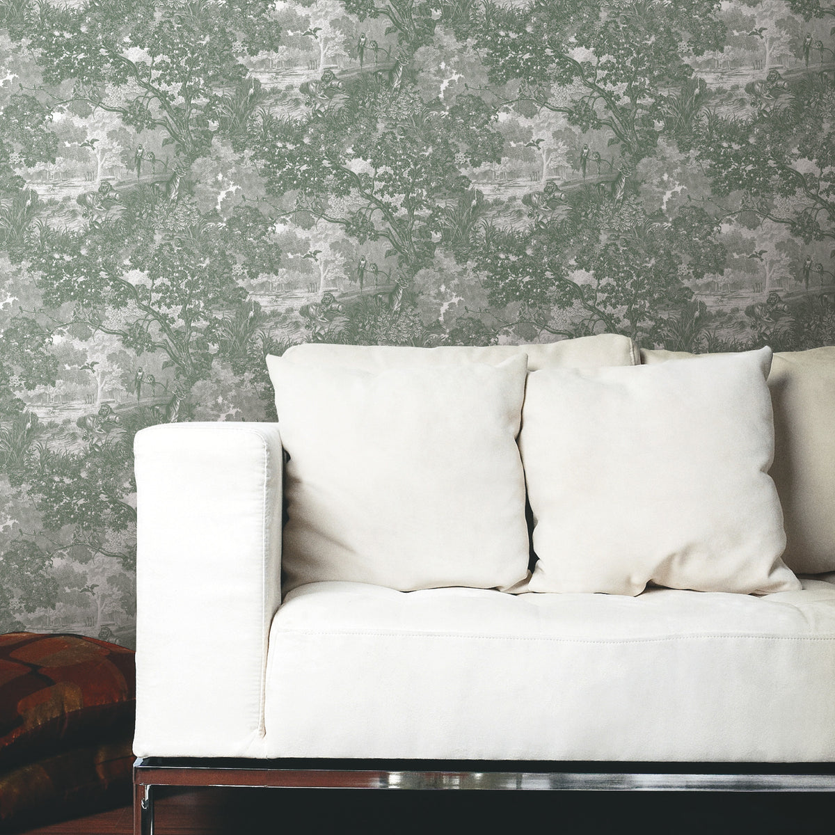 Jungle Toile P&S Wallpaper in a room setting