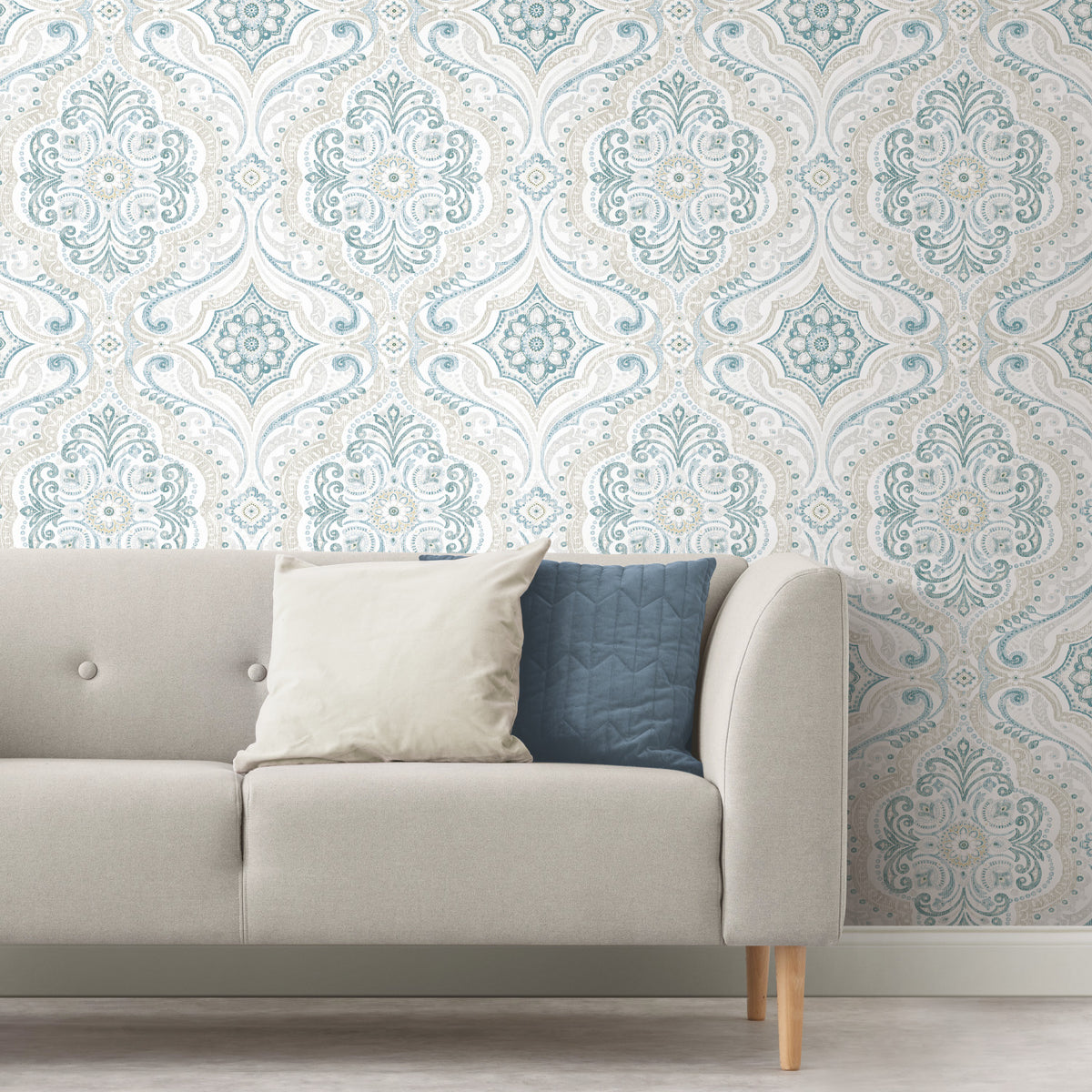 Bohemian Damask Peel and Stick Wallpaper in a room setting