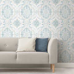 Bohemian Damask Peel and Stick Wallpaper in a room setting