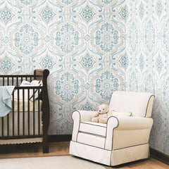 Bohemian Damask Peel and Stick Wallpaper in a room setting