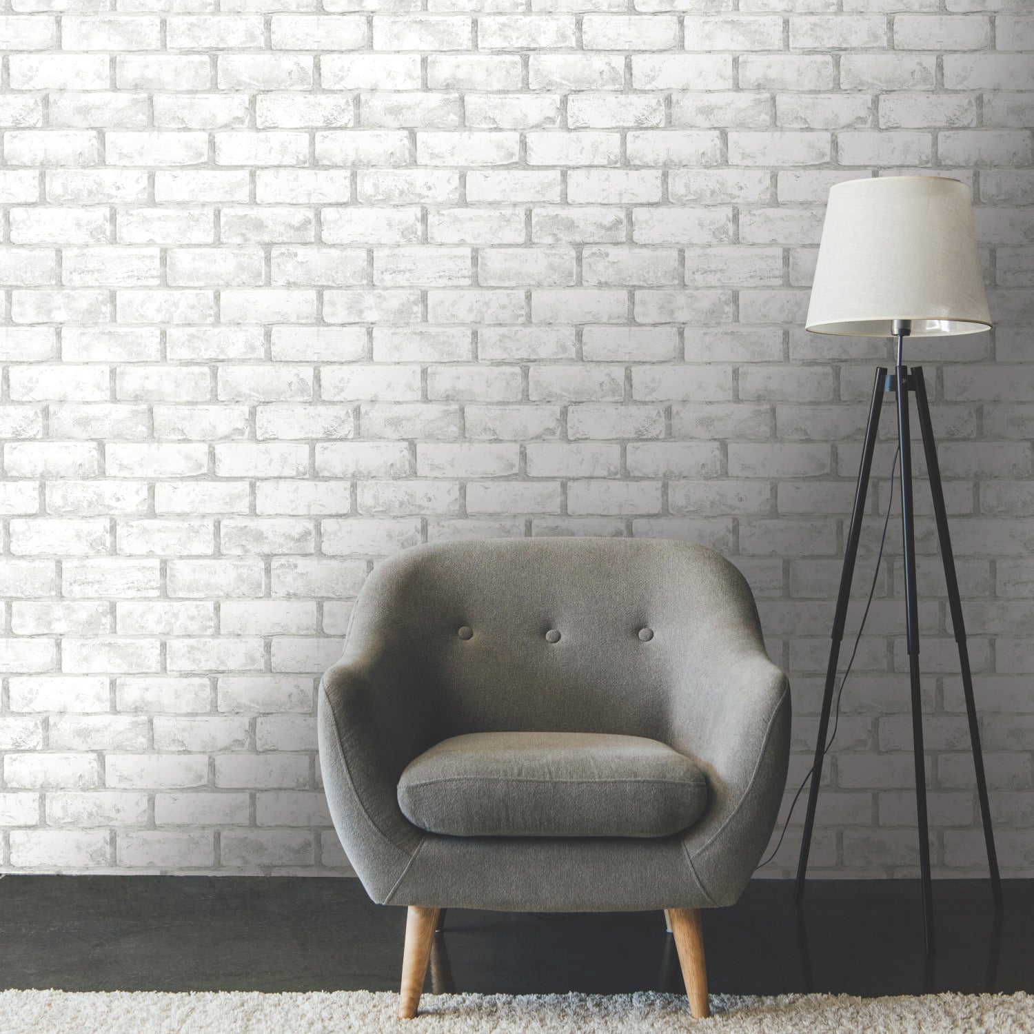 Brick Peel and Stick Wallpaper in a room setting