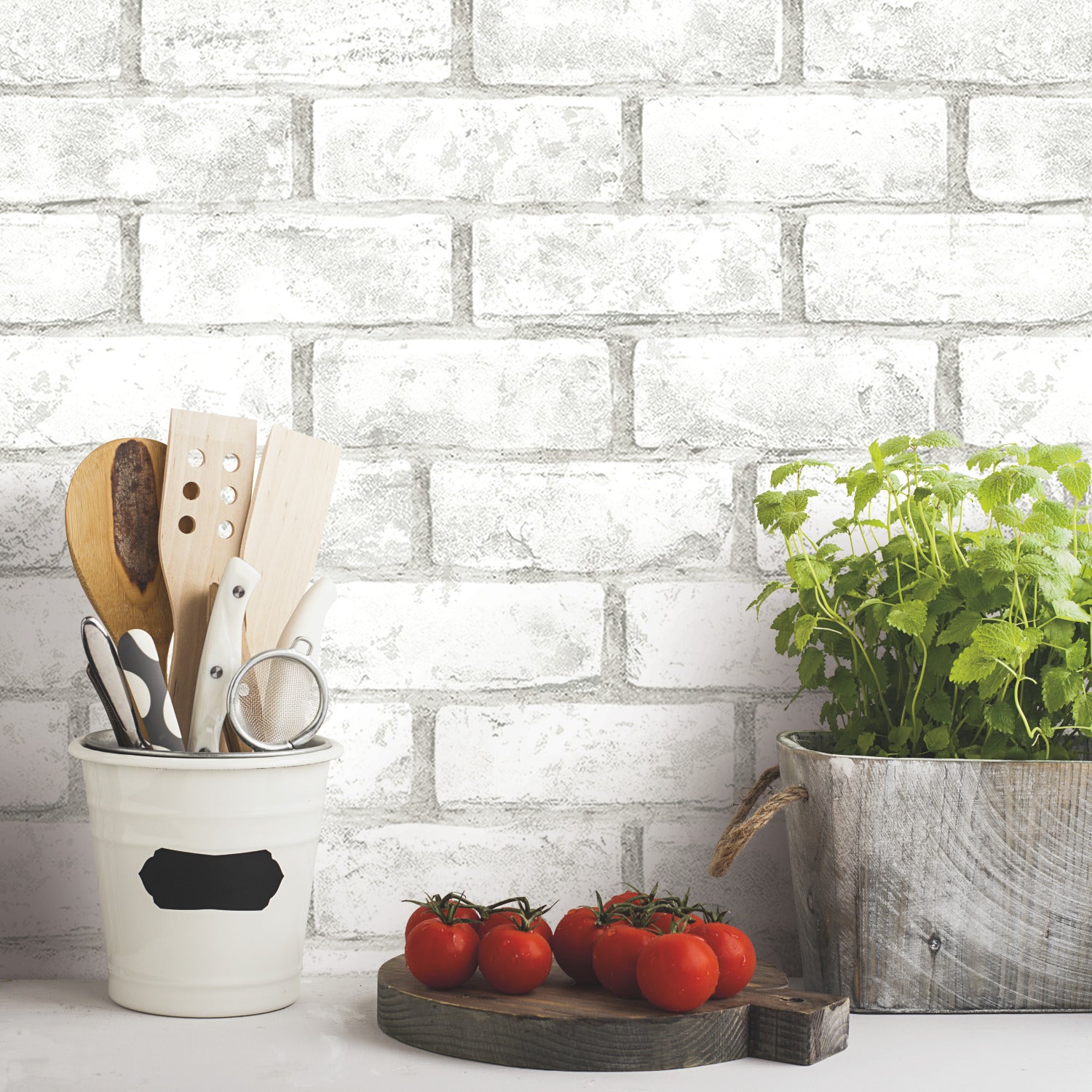 Brick Peel and Stick Wallpaper in a room setting