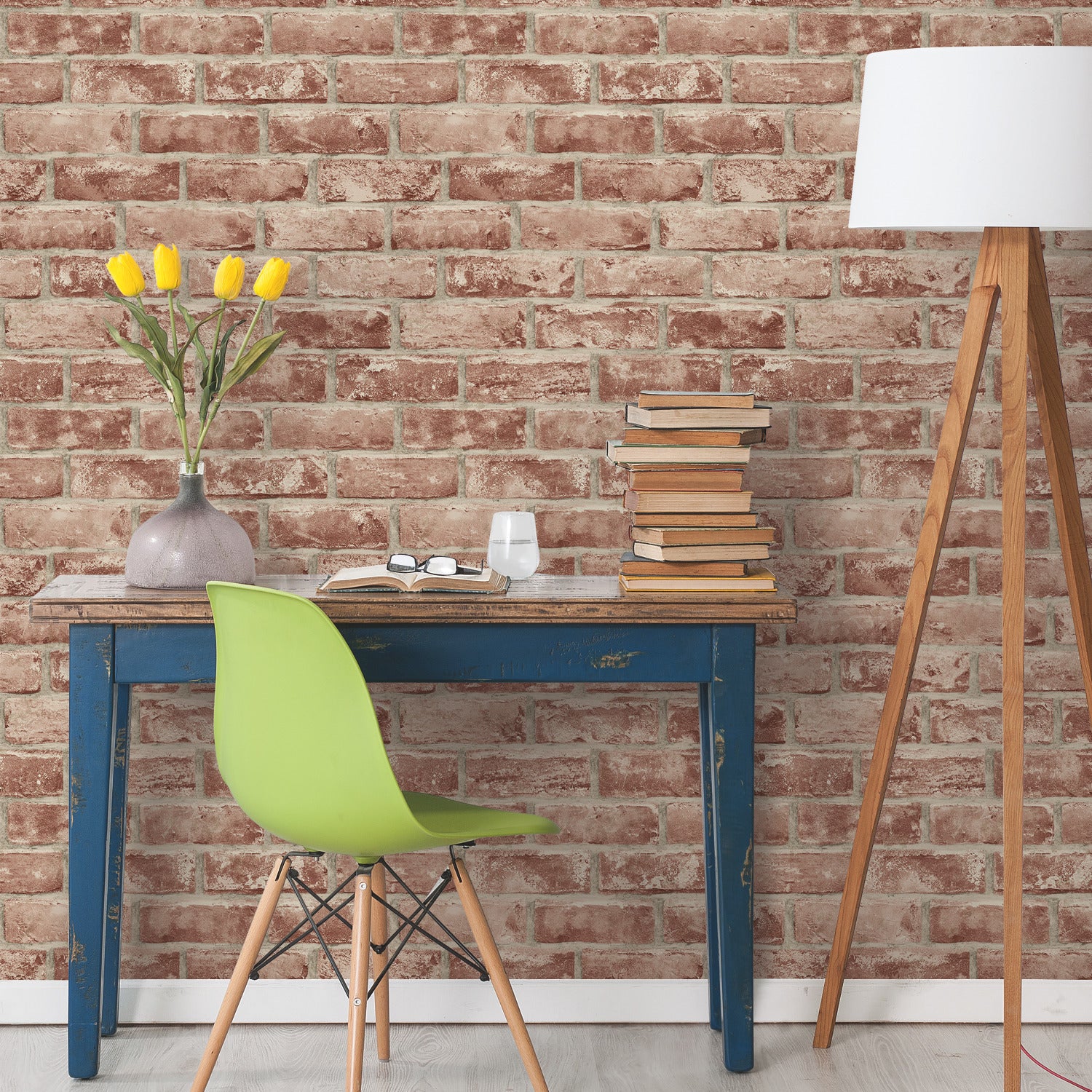 Brick Peel and Stick Wallpaper in a room setting