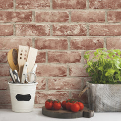 Brick Peel and Stick Wallpaper in a room setting