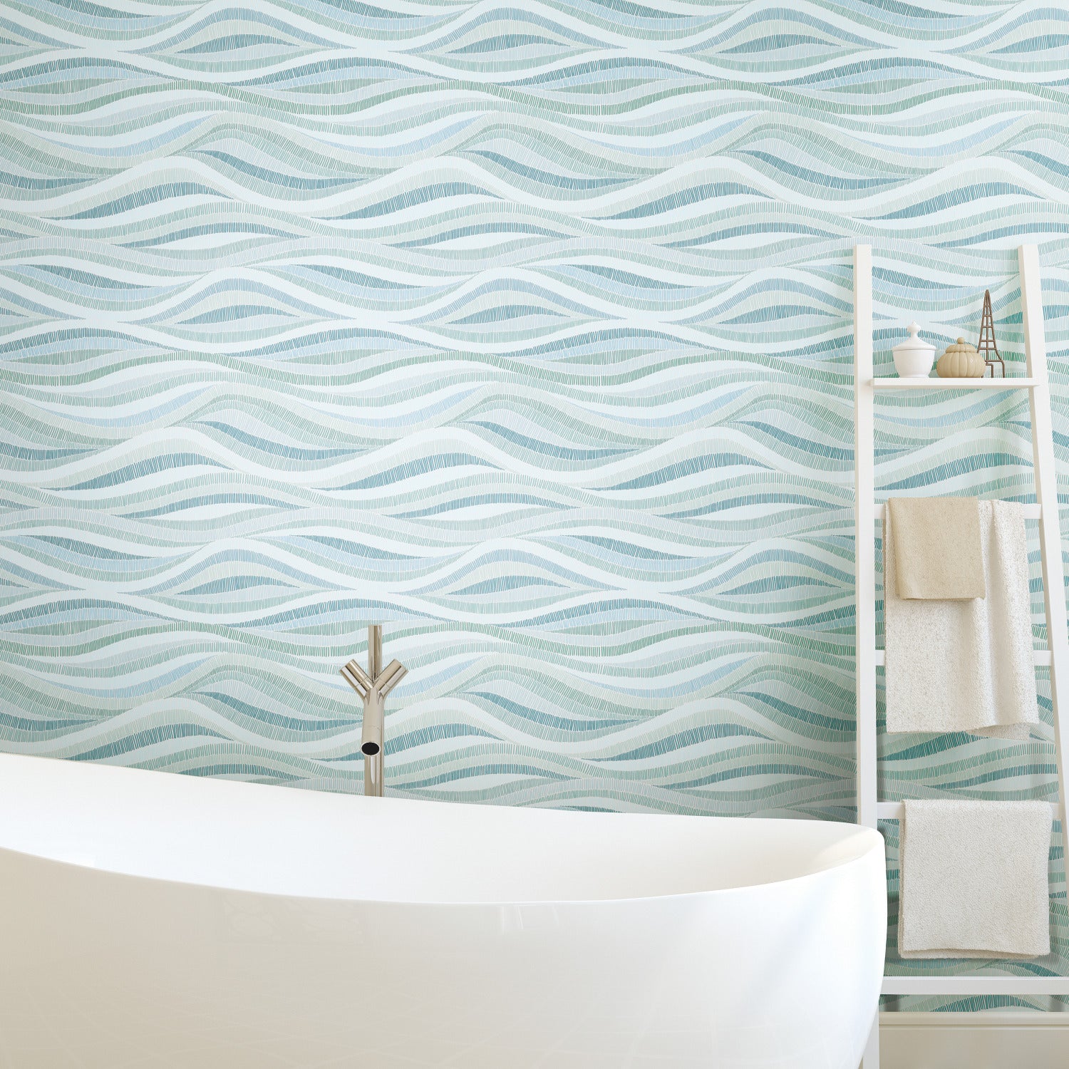 Mosaic Waves Peel and Stick Wallpaper in a room setting