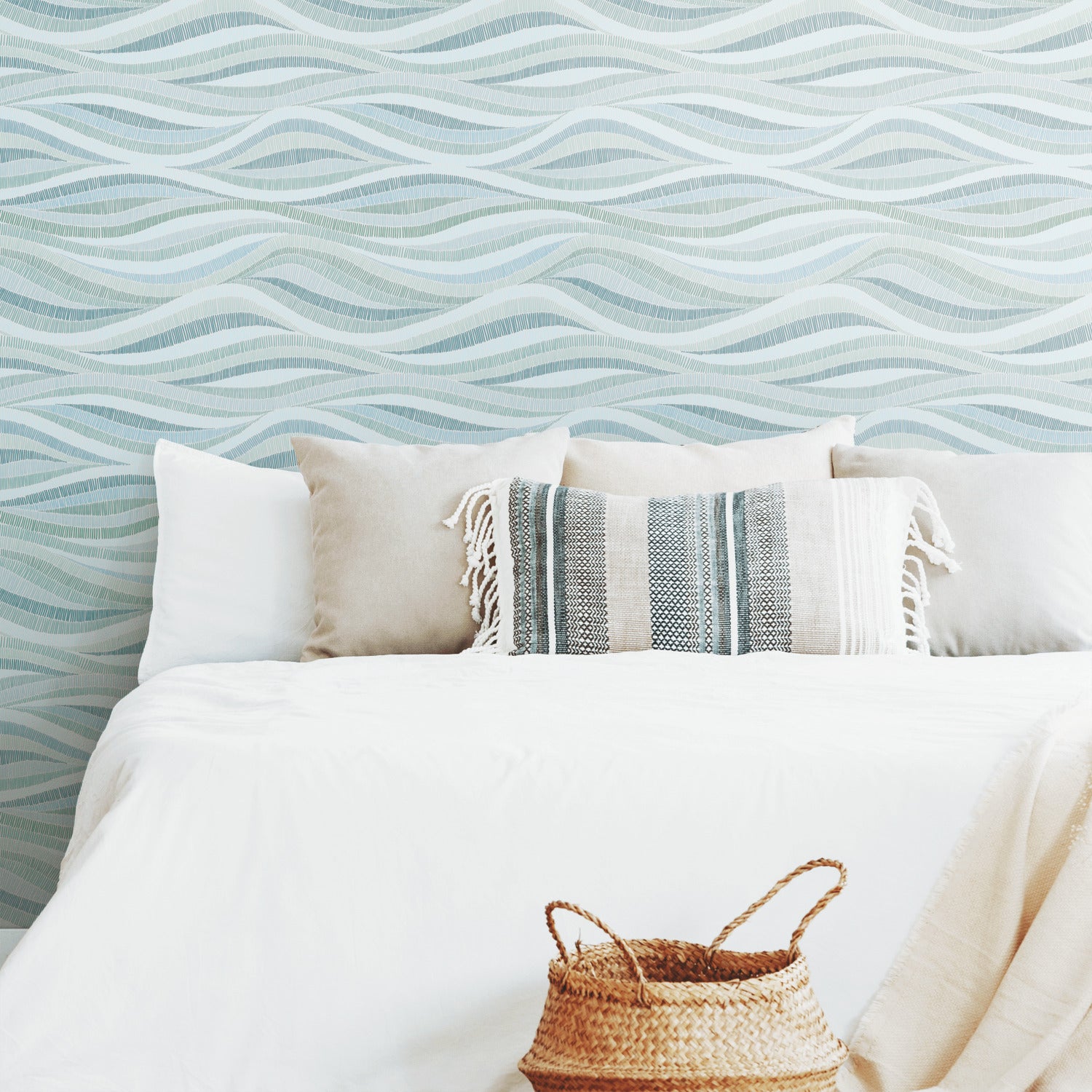 Mosaic Waves Peel and Stick Wallpaper in a room setting