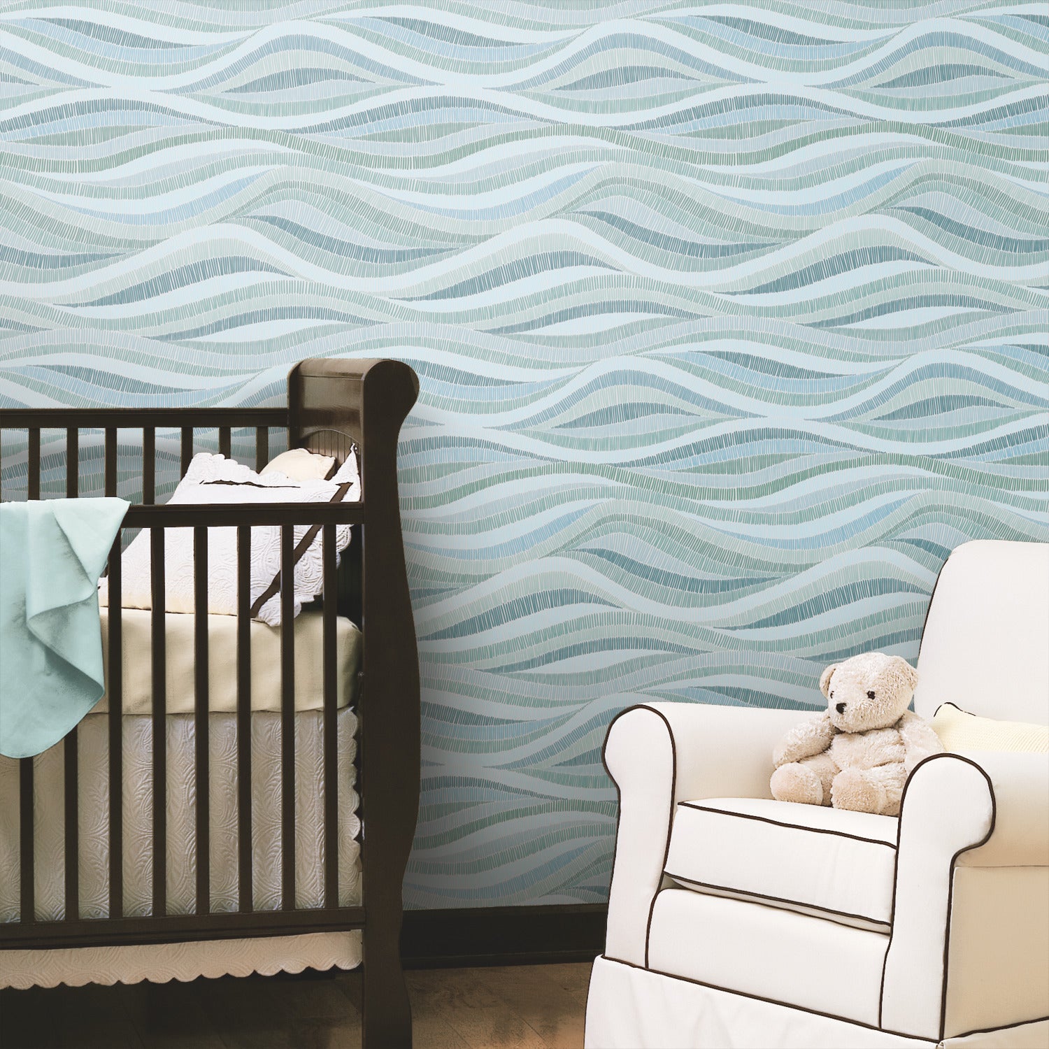 Mosaic Waves Peel and Stick Wallpaper in a room setting