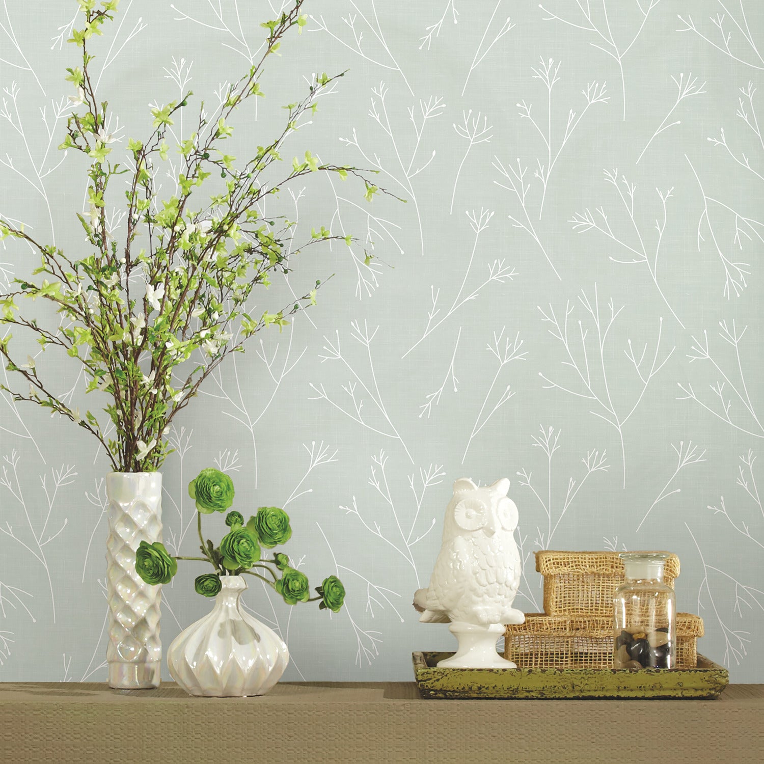 Twigs Peel and Stick Wallpaper in a room setting