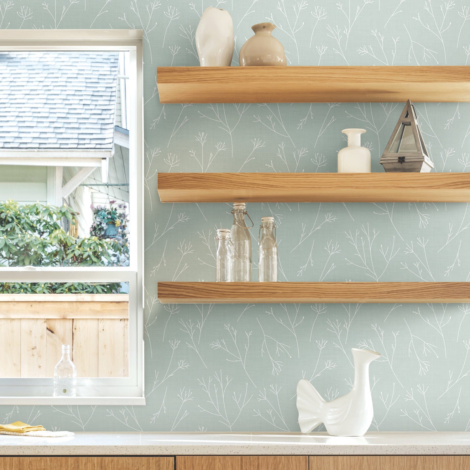 Twigs Peel and Stick Wallpaper in a room setting