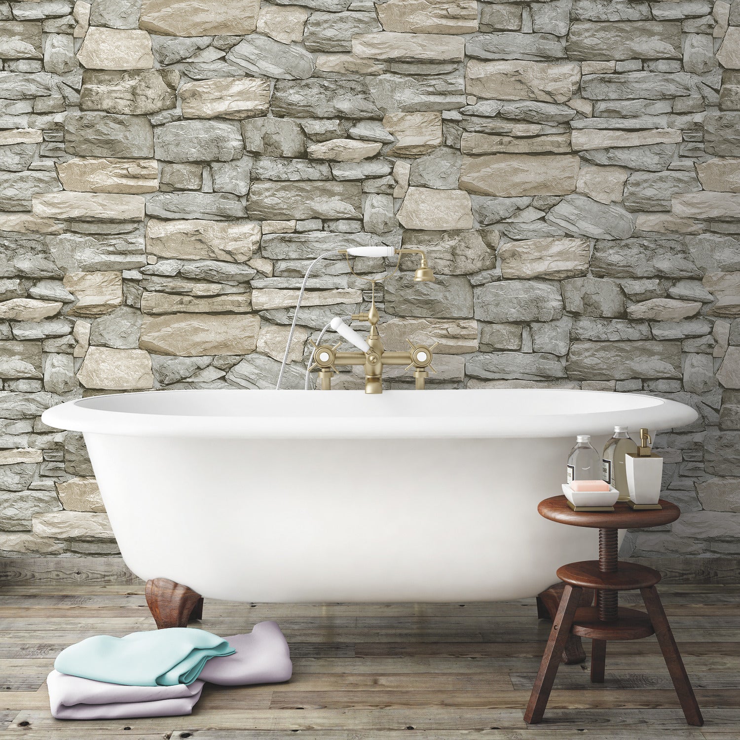 Stone P&S Wallpaper in a room setting