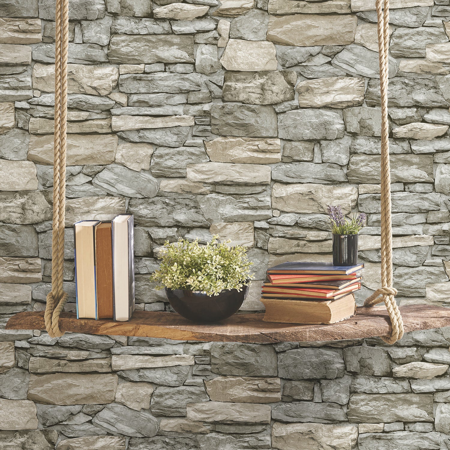 Stone P&S Wallpaper in a room setting
