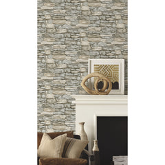 Stone P&S Wallpaper in a room setting