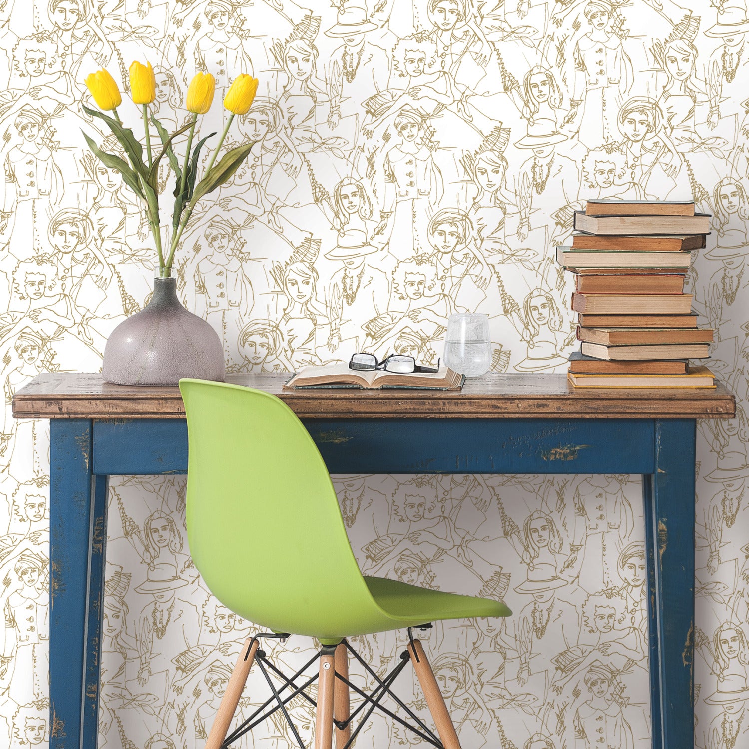 Vogue Sketches P&S Wallpaper in a room setting