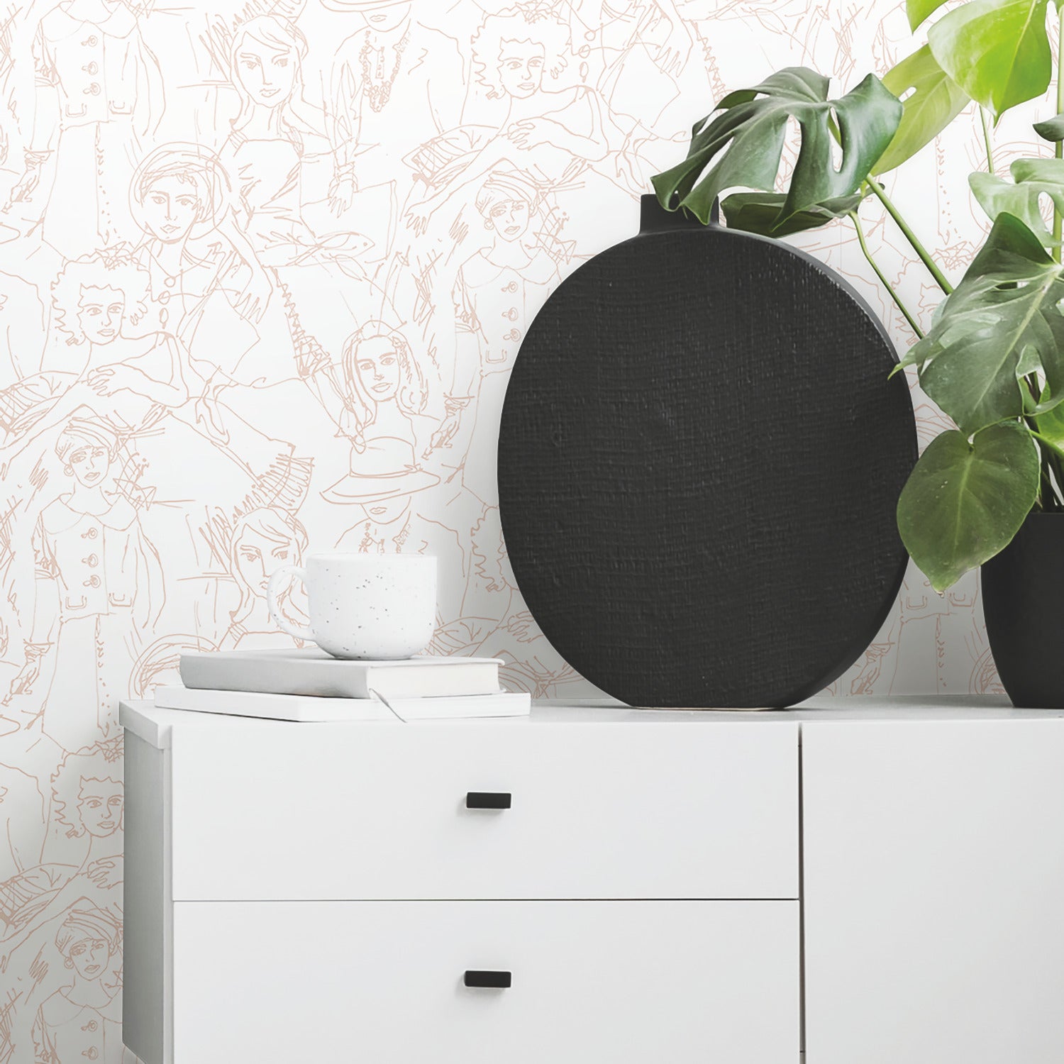 Vogue Sketches P&S Wallpaper in a room setting